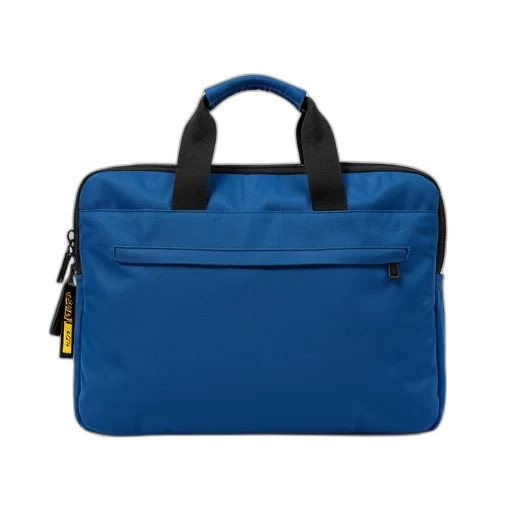 blue, fabric-covered, laptop, bag transparent PNG cut-out