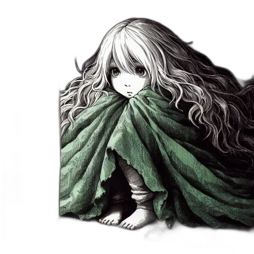 hair, mask, creature, dress transparent PNG cut-out