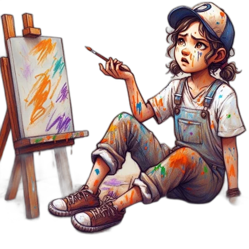 face, concept art, watercolor, oil painting transparent PNG cut-out