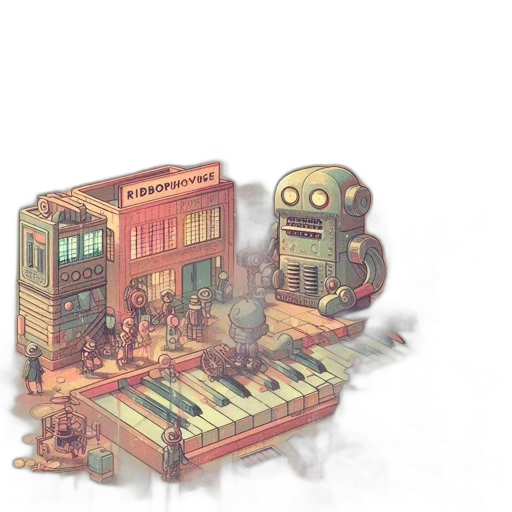robot, furniture, concept art, pixel art transparent PNG cut-out