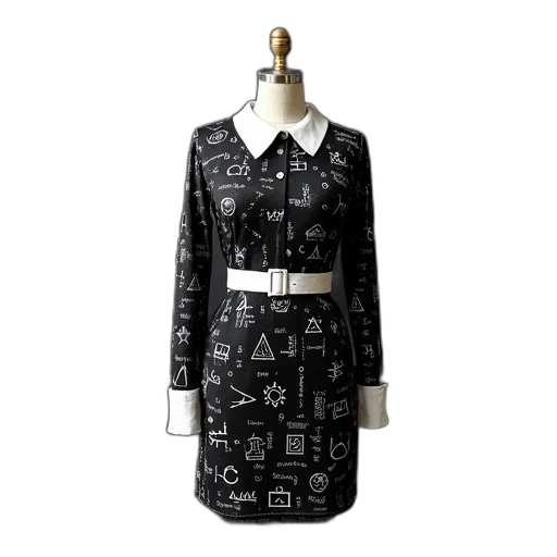 jacket, dress, cyberpunk, monochrome transparent PNG cut-out