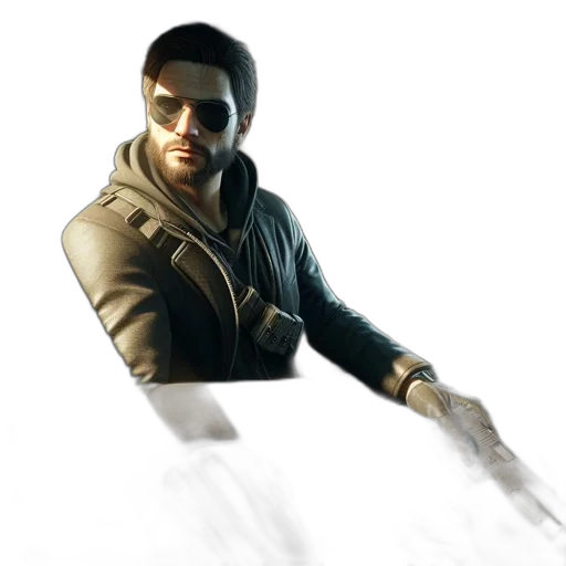 jacket, weapon, concept art, 3d render transparent PNG cut-out
