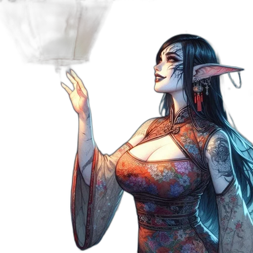 dress, staff, mask, fantasy art transparent PNG cut-out