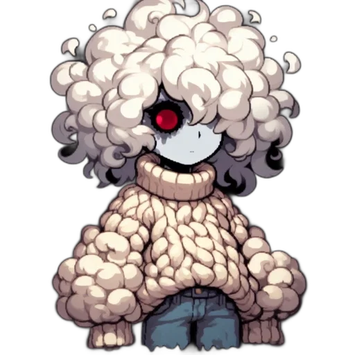 creature, hair, mask, staff transparent PNG cut-out