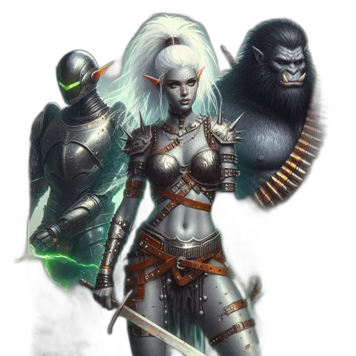 concept art, fantasy art, comic book art, cyberpunk transparent PNG cut-out