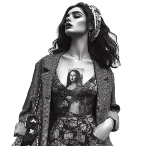 dress, jacket, jewelry, photorealistic transparent PNG cut-out