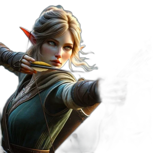 concept art, fantasy art, elven, archer transparent PNG cut-out