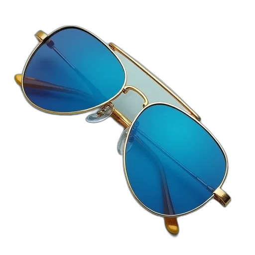 3d render, blue, gold, sunglasses transparent PNG cut-out