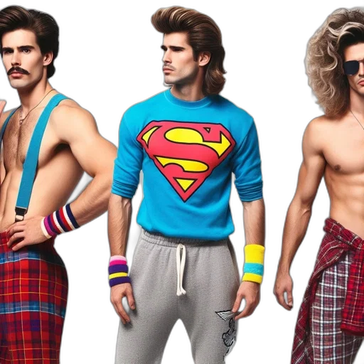 colorful, neon, three, men transparent PNG cut-out