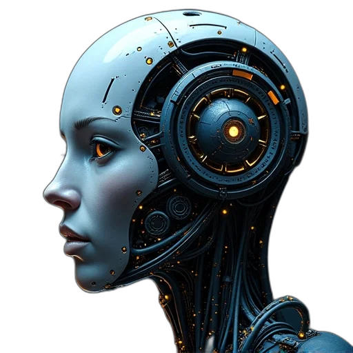 robot, face, concept art, cyberpunk transparent PNG cut-out