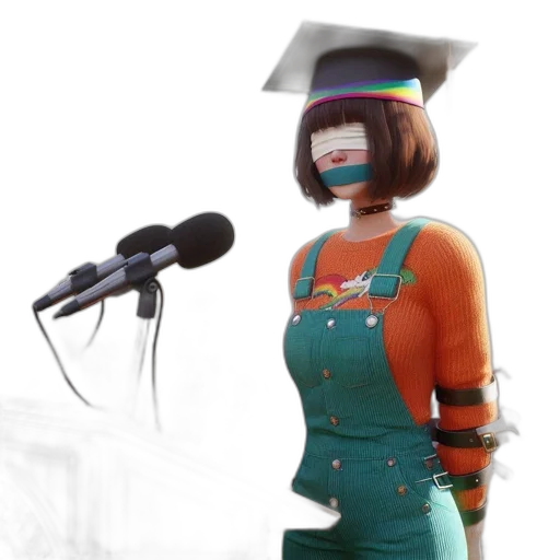 robot, staff, dress, hat transparent PNG cut-out