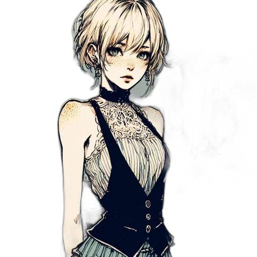 dress, staff, jacket, hair transparent PNG cut-out