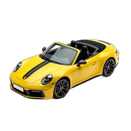 car, 3d render, photorealistic, yellow transparent PNG cut-out