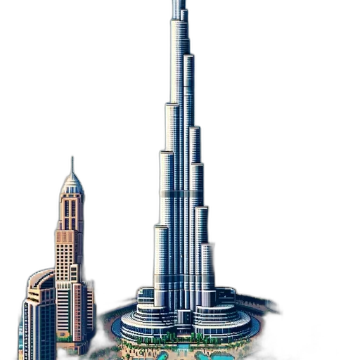 building, concept art, pixel art, 3d render transparent PNG cut-out