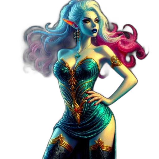 dress, fantasy art, comic book art, concept art transparent PNG cut-out