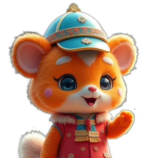 staff, hat, animal, 3d render transparent PNG cut-out