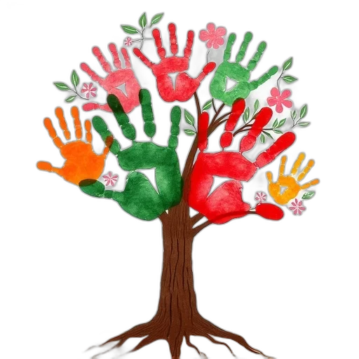 tree, earth tones, handprint, made transparent PNG cut-out