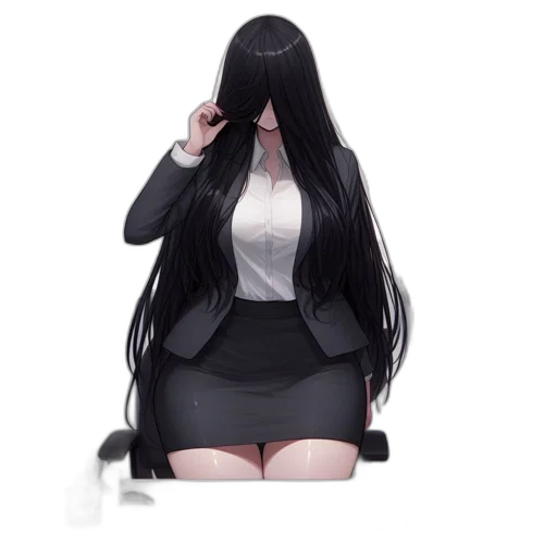 dress, jacket, staff, hair transparent PNG cut-out
