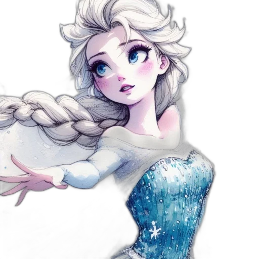 dress, crown, watercolor, fantasy art transparent PNG cut-out