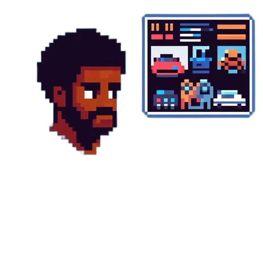 robot, face, mask, pixel art transparent PNG cut-out