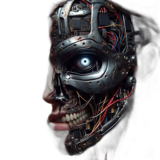 robot, mask, face, cyberpunk transparent PNG cut-out
