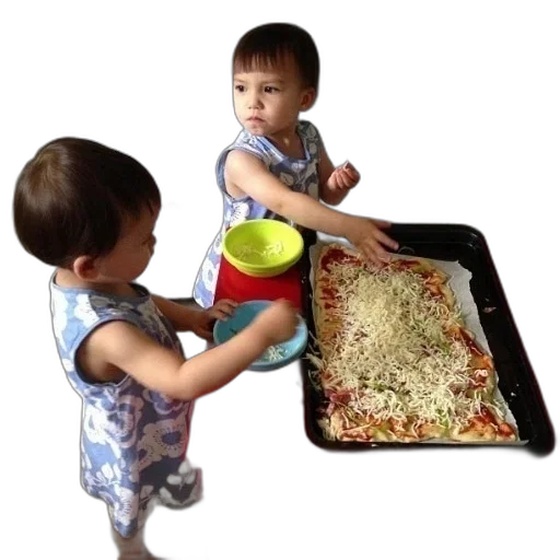 food, two, children, blue transparent PNG cut-out
