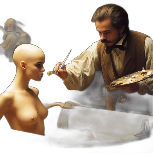 food, hair, concept art, oil painting transparent PNG cut-out