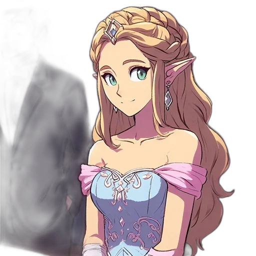 dress, crown, face, staff transparent PNG cut-out
