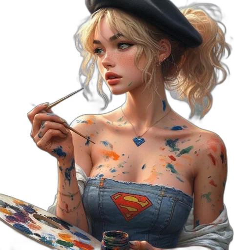 dress, jewelry, face, comic book art transparent PNG cut-out