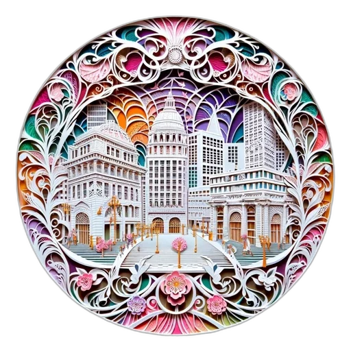 building, colorful, detailed, paper transparent PNG cut-out