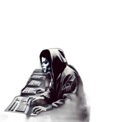 jacket, staff, robot, cyberpunk transparent PNG cut-out