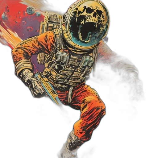 robot, mask, jacket, comic book art transparent PNG cut-out