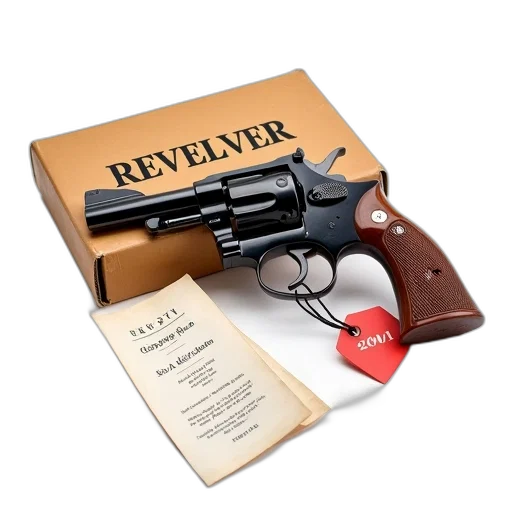 weapon, 3d render, vintage, revolver transparent PNG cut-out