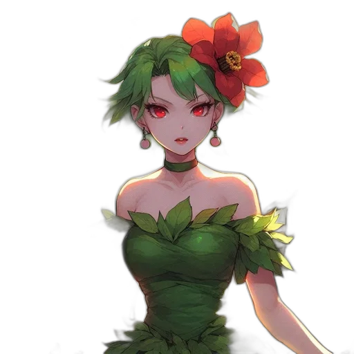 dress, flower, crown, staff transparent PNG cut-out