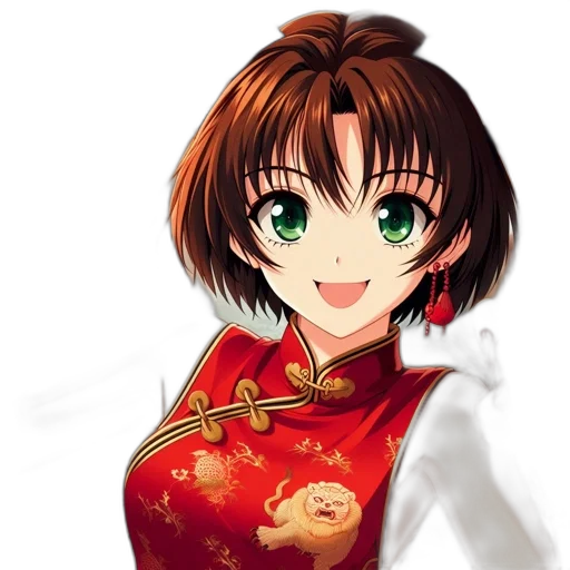 dress, dragon, face, staff transparent PNG cut-out