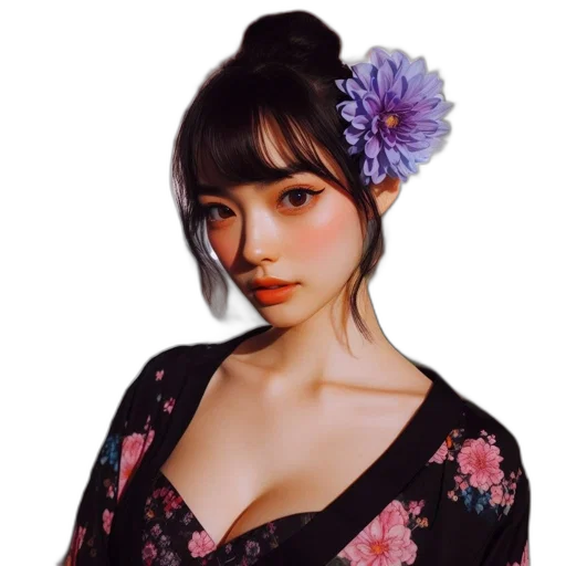 dress, flower, face, jewelry transparent PNG cut-out