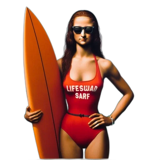 photorealistic, female, lifeguard, stands transparent PNG cut-out