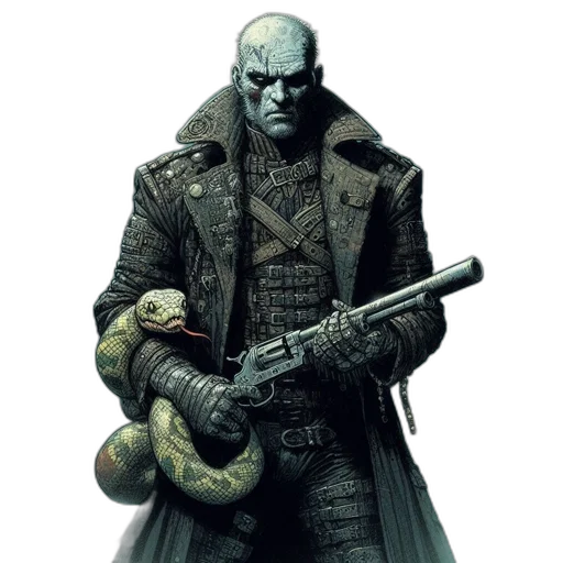 jacket, weapon, concept art, comic book art transparent PNG cut-out