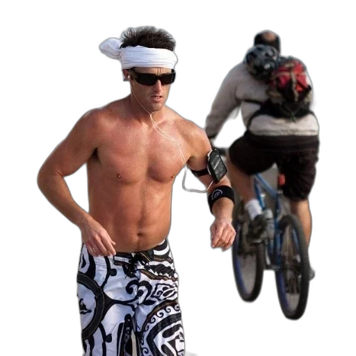 shirtless, man, white, headband transparent PNG cut-out
