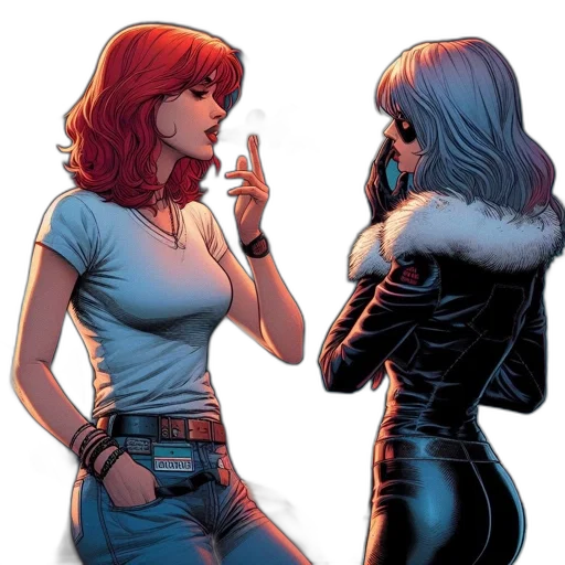comic book art, concept art, neon lights, two transparent PNG cut-out