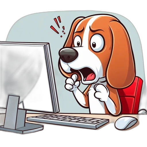 shocked, beagle, dog, sits transparent PNG cut-out