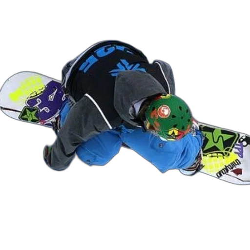 shoes, hat, snowboarder, mid-air transparent PNG cut-out