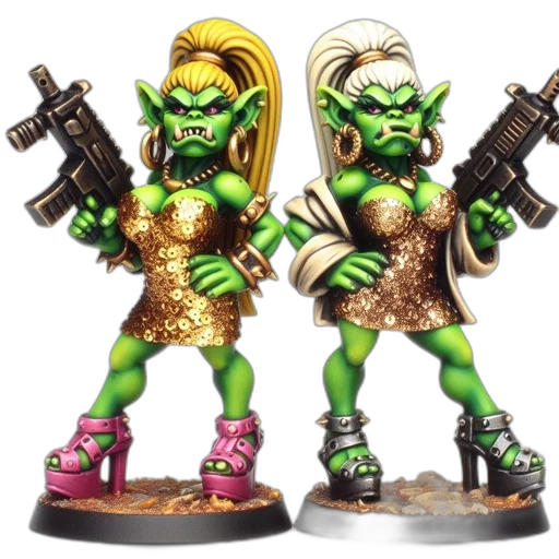concept art, 3d render, two, green-skinned transparent PNG cut-out