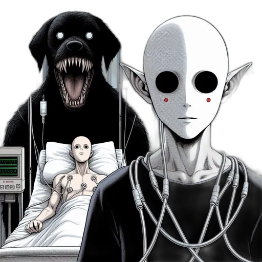 mask, creature, robot, comic book art transparent PNG cut-out