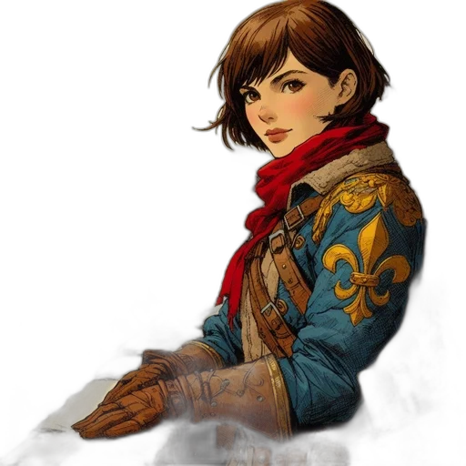 jacket, staff, face, sword transparent PNG cut-out