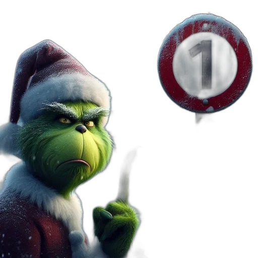 concept art, 3d render, grinch, dressed transparent PNG cut-out