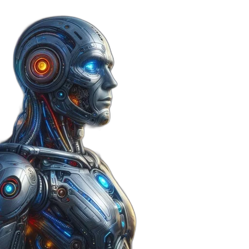 robot, concept art, 3d render, cyberpunk transparent PNG cut-out