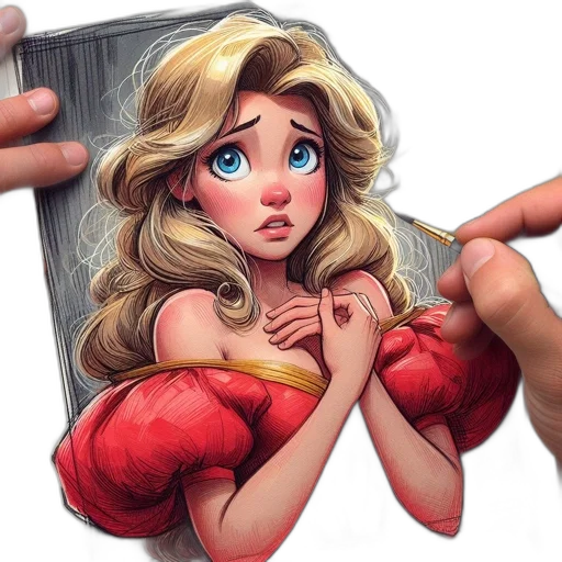 dress, crown, face, comic book art transparent PNG cut-out