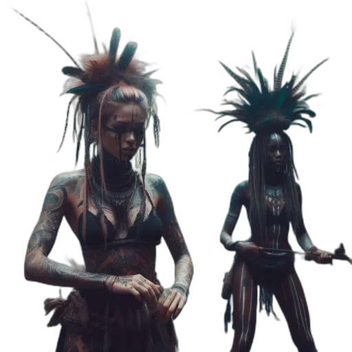 staff, hair, creature, jewelry transparent PNG cut-out