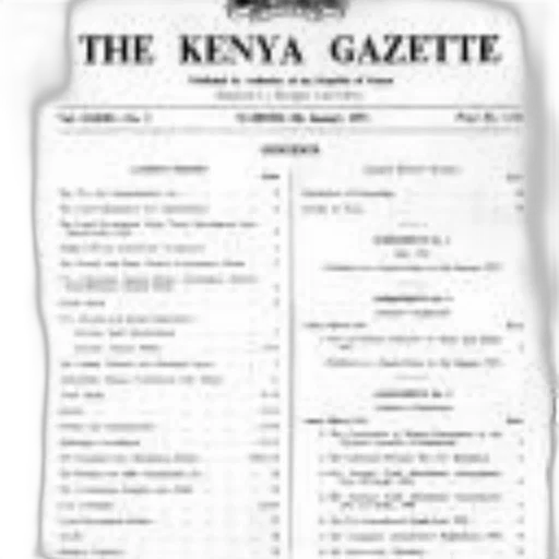 kenya, gazette, publication, featuring transparent PNG cut-out